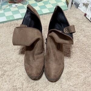 Women’s Brown Suede Zip-Up Ankle Shoes